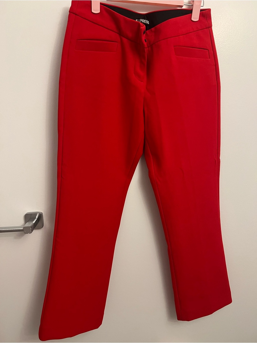 Express Bold Red Cropped Straight Trousers